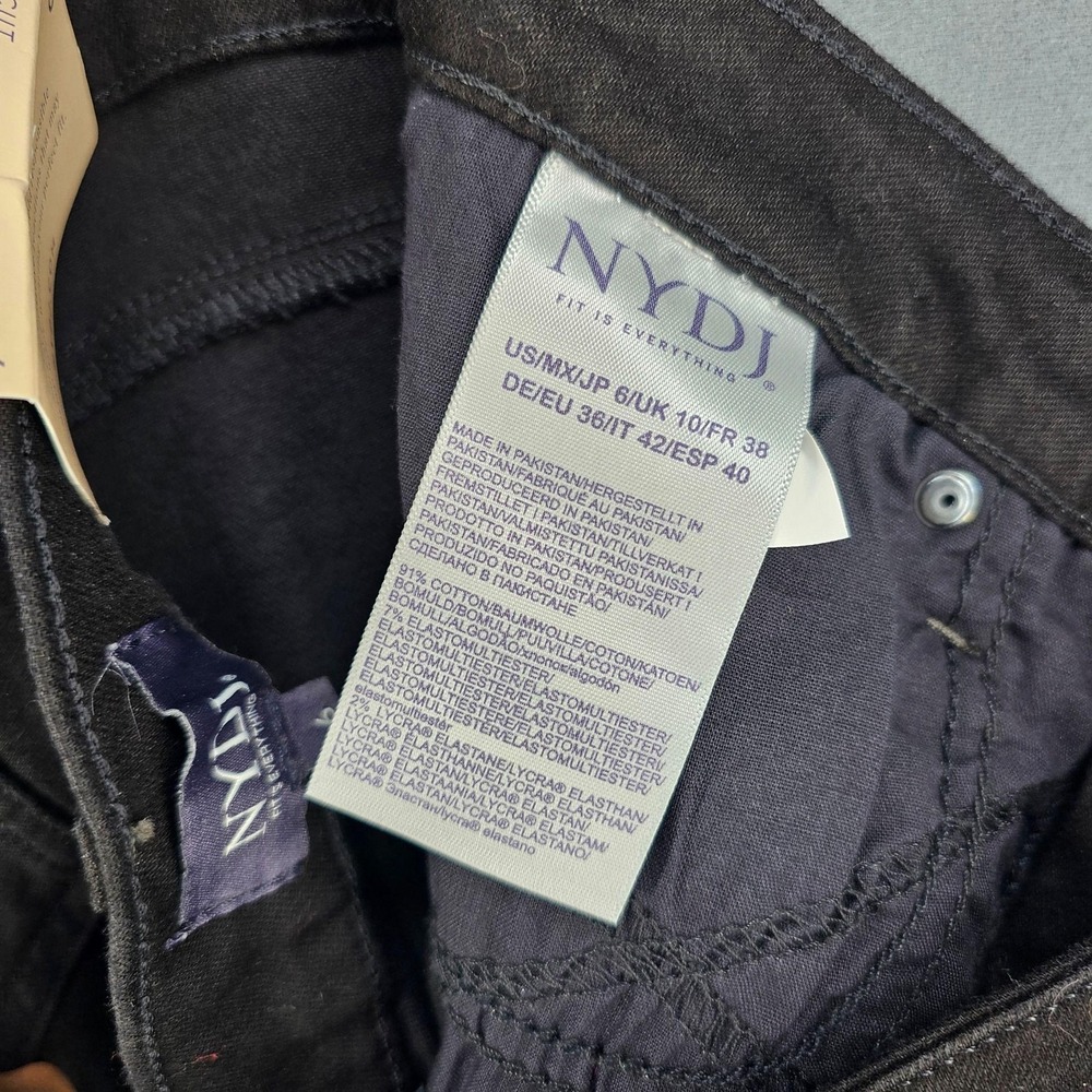 NYDJ Barbara Bootcut Jeans Womens 6 Black Mid Rise Stretch Denim Lift Tuck NEW - Picture 13 of 15